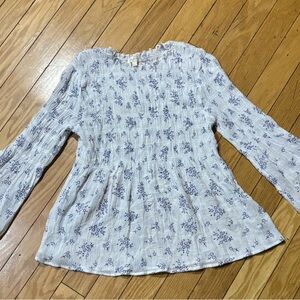 Women's White Floral Ribbed Top